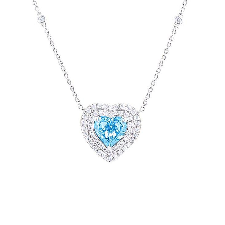 Heart Cut Blue Diamond Necklace