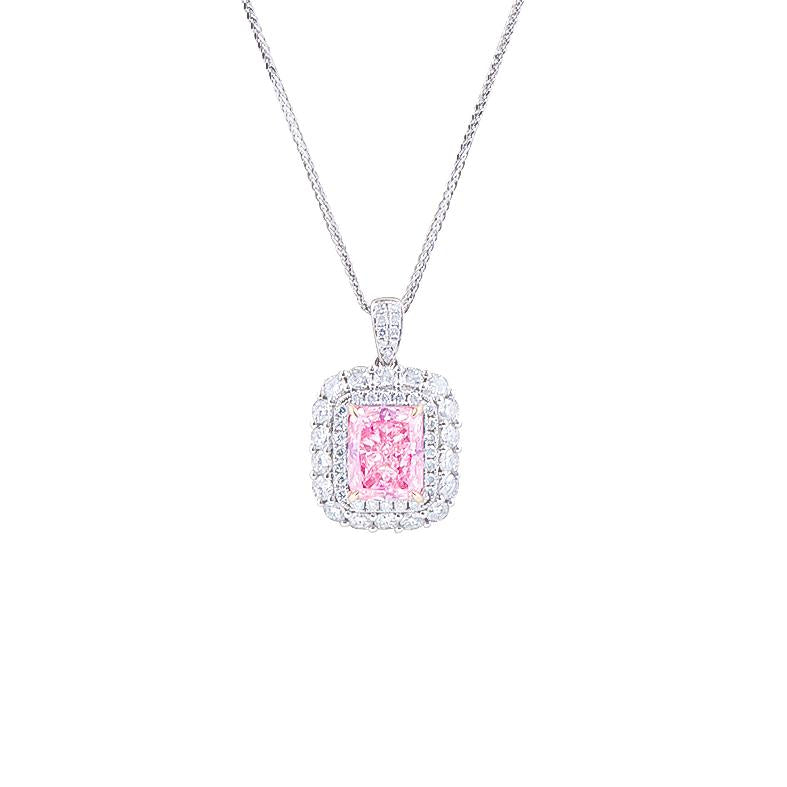 Radiant Cut Pink Diamond Necklace