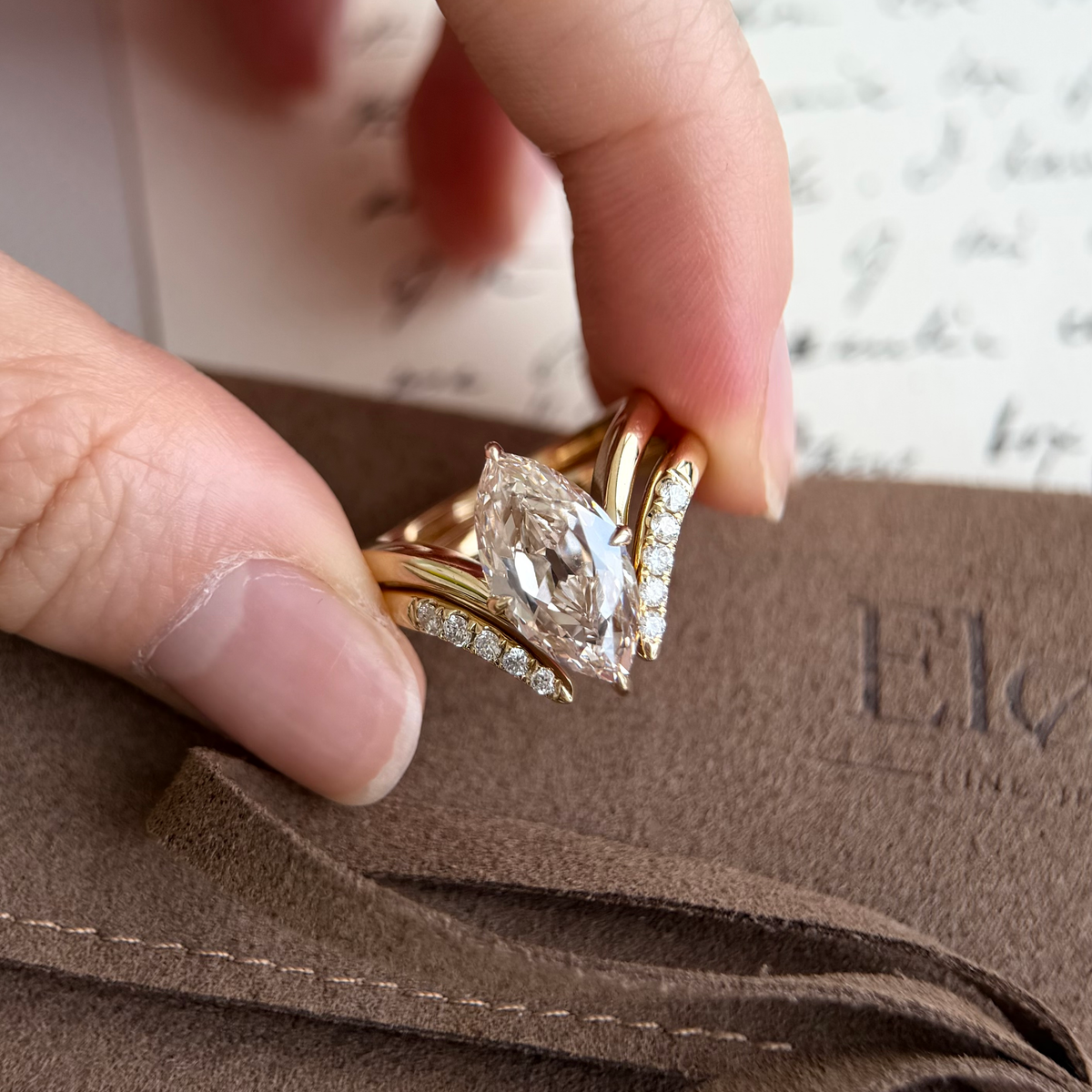 Asher-Round Cut Diamond Ring Pavé Contour Wedding Band