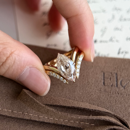 Asher-Round Cut Diamond Ring Pavé Contour Wedding Band