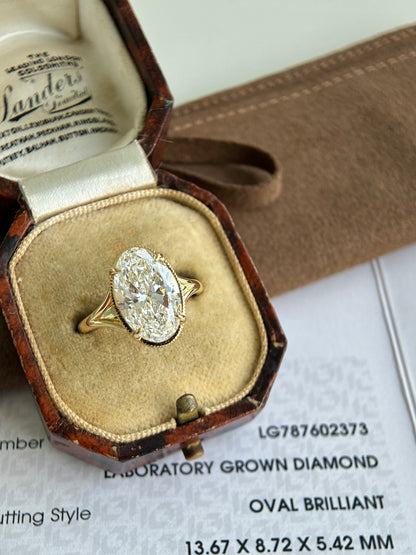 Custom Order Final Payment - Claire-4ct Oval cut Lab Diamond Ring