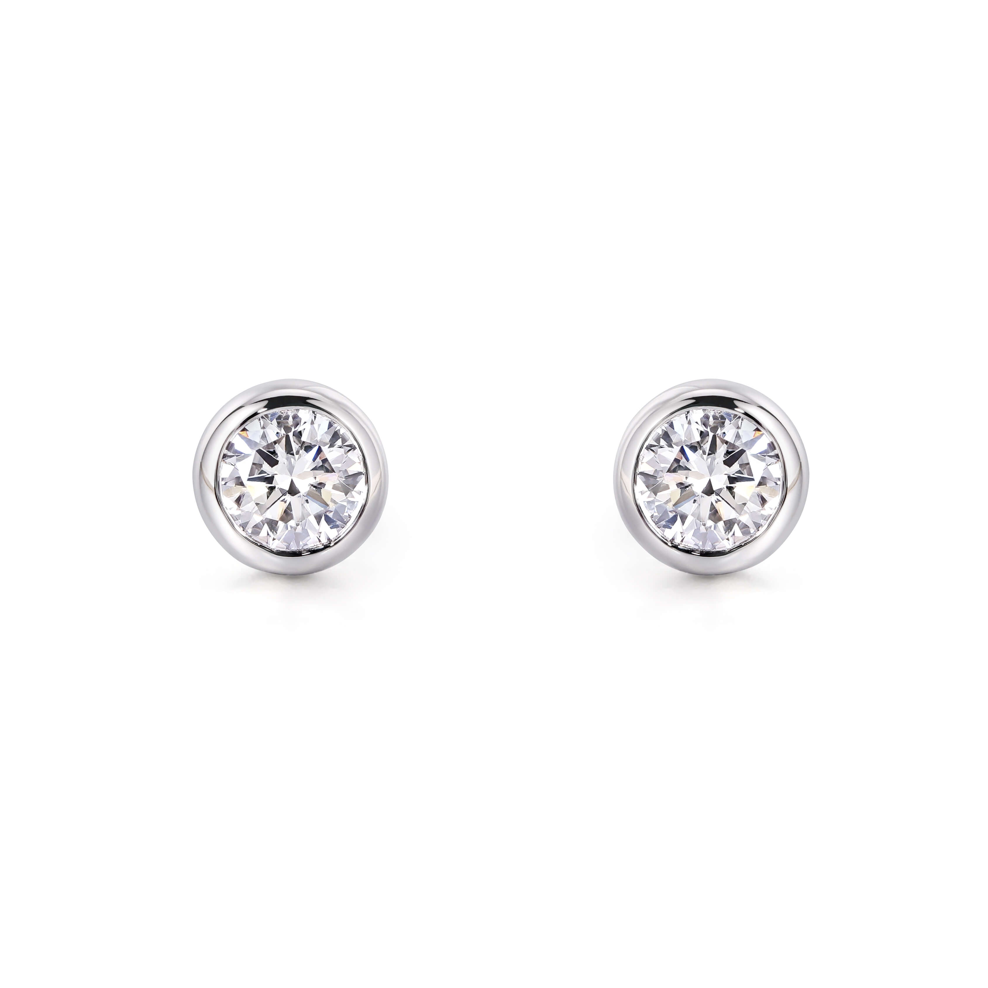 Classic Bezel Round Diamond Stud Earrings