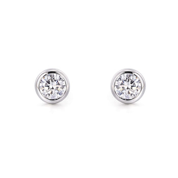 Classic Bezel Round Diamond Stud Earrings Platinum | Elora