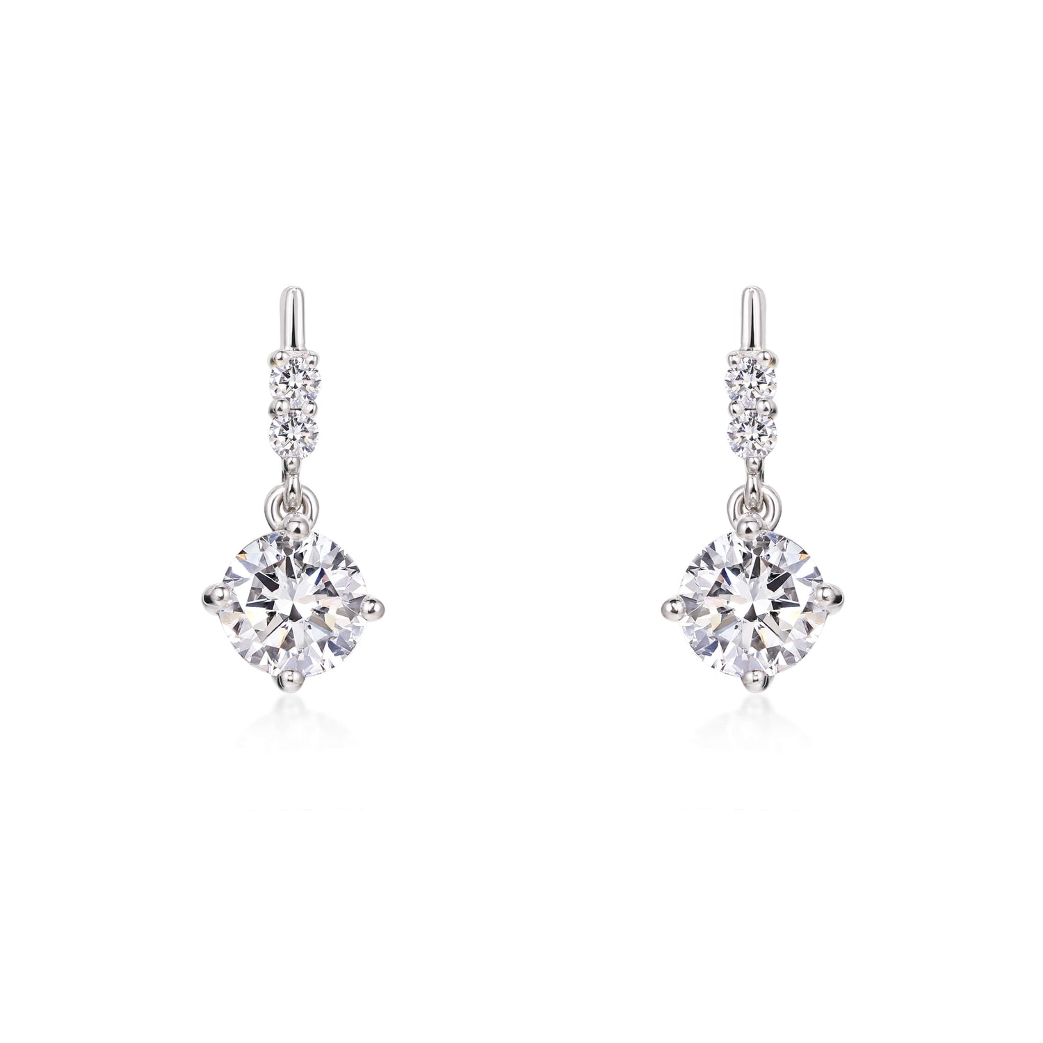 Classic Round Diamond Drop Earrings Platinum | Elora