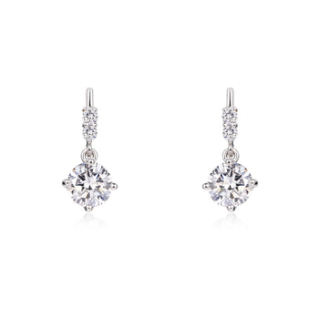 Classic Round Diamond Drop Earrings Platinum | Elora