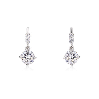 Classic Round Diamond Drop Earrings Platinum | Elora