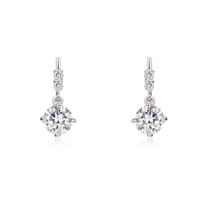 Classic Round Diamond Drop Earrings Platinum | Elora