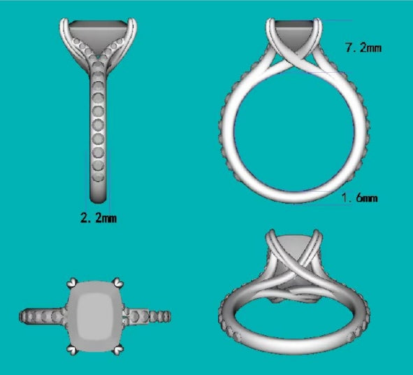 Cushion cut Diamond Pave Ring