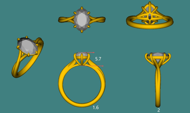 Oval geschliffener Diamant-Pave-Ring