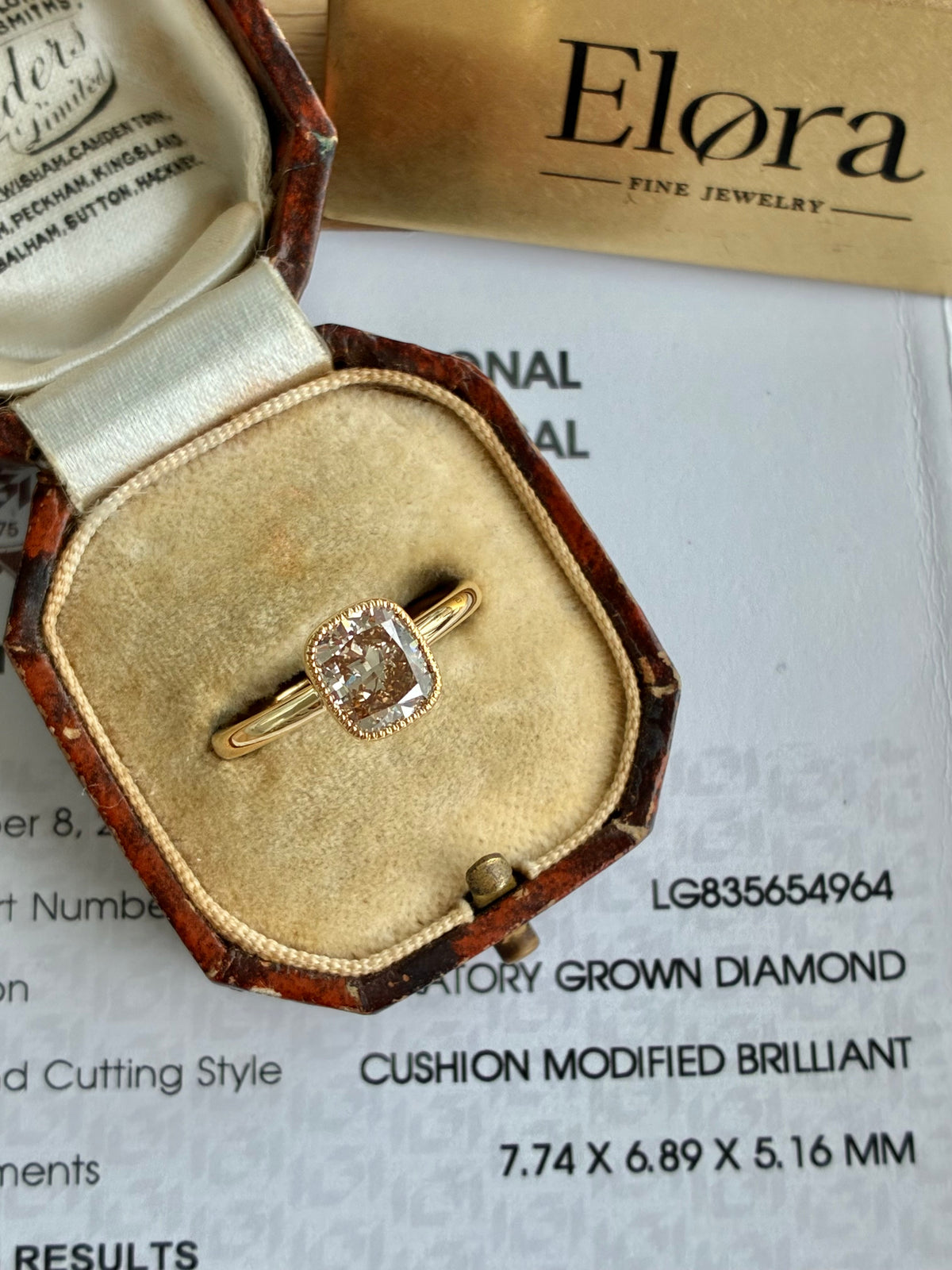 Custom Final payment - 2.32ct Cushion Cut Lab Champagne Diamond Ring
