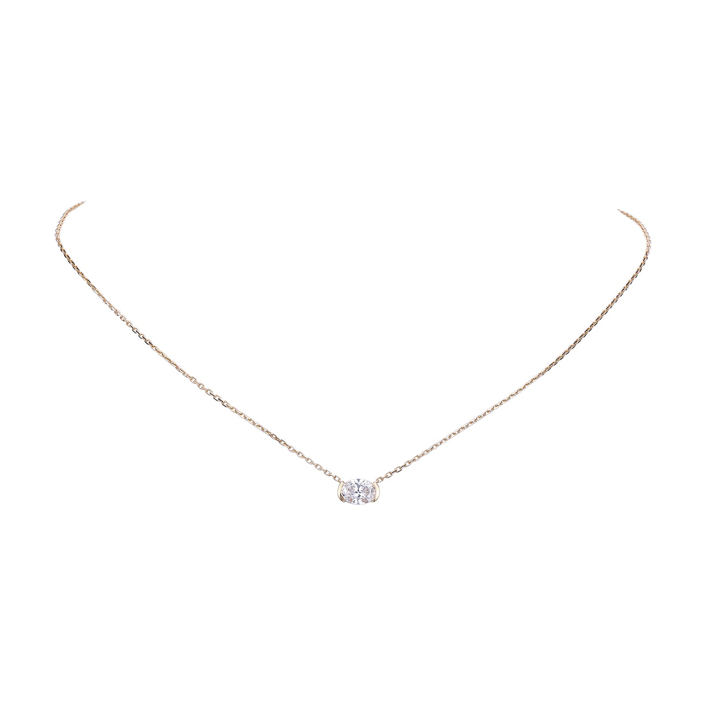 Rose Gold Radiance Oval Diamond Necklace