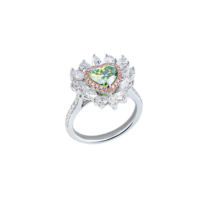 Sadie - Heart Cut Green Diamond Ring