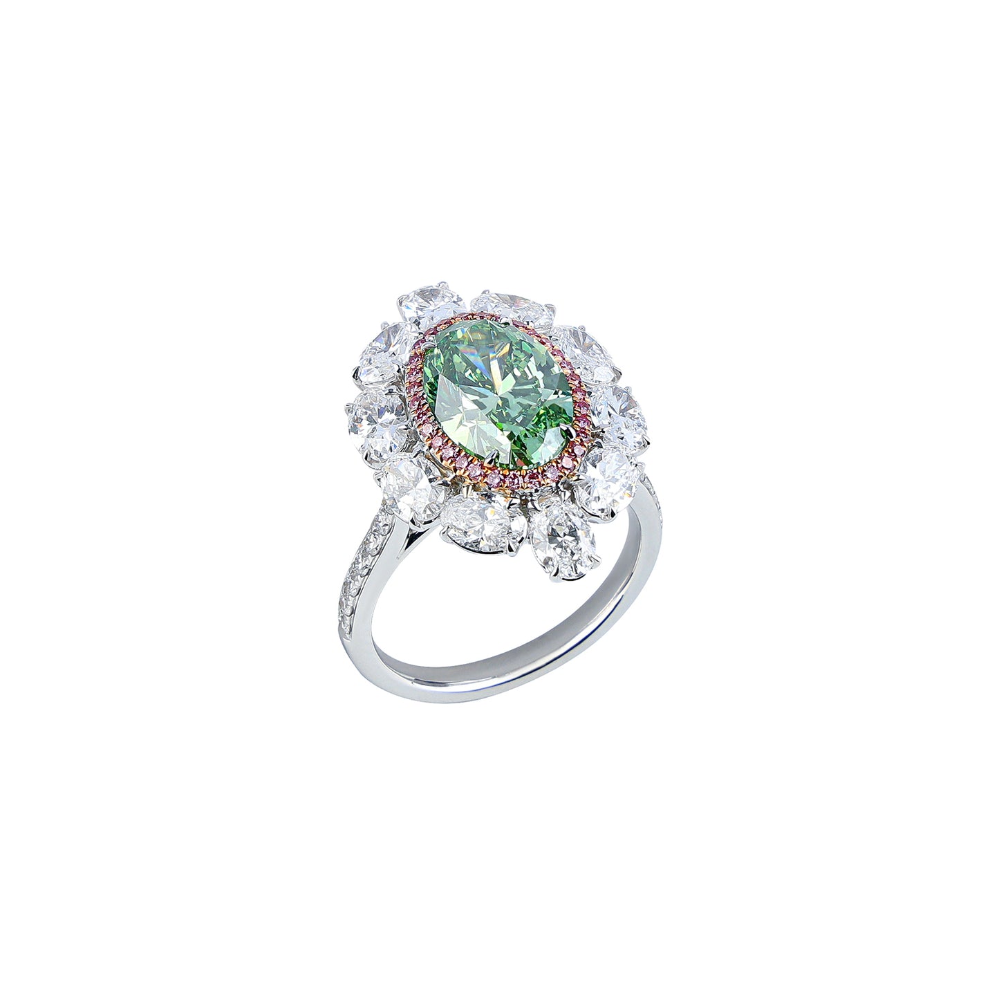 Claire - Oval Cut Green Diamond Ring