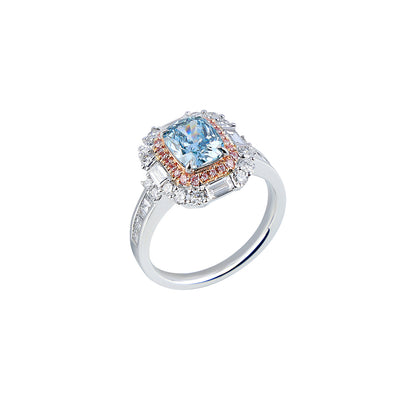 Athena - Radiant Cut Blue Diamond Ring