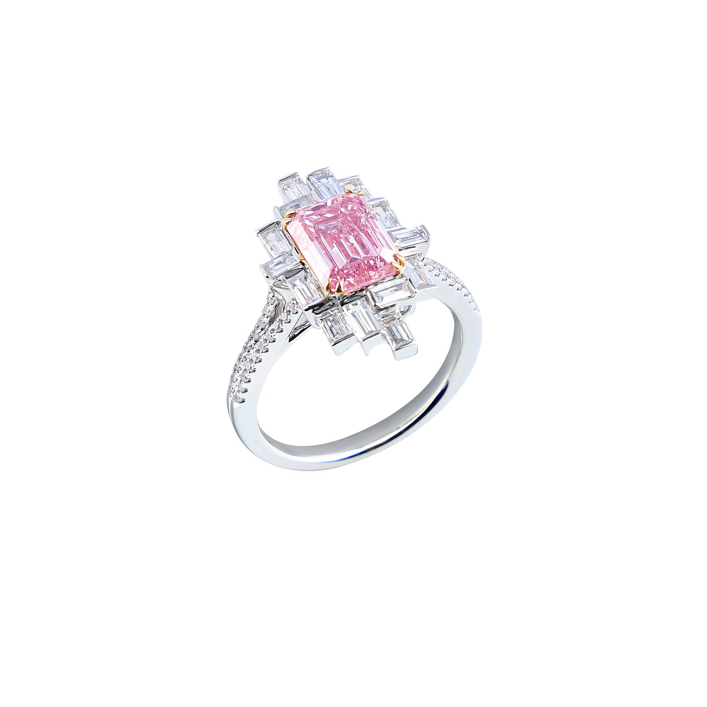 Allison - Emerald Cut Pink Diamond Ring