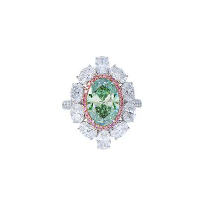 Claire - Oval Cut Green Diamond Ring