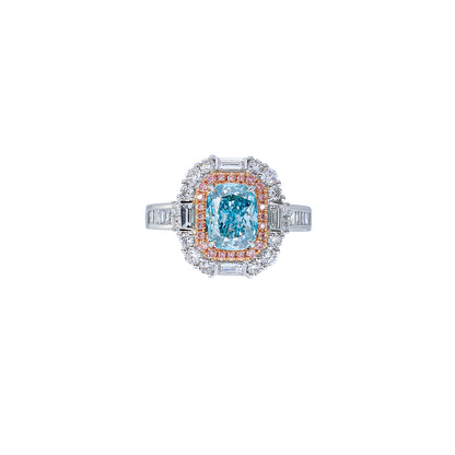 Athena - Radiant Cut Blue Diamond Ring