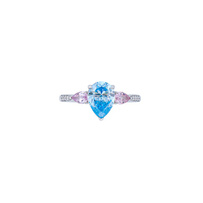 Clara - Pear Cut Blue Diamond Ring