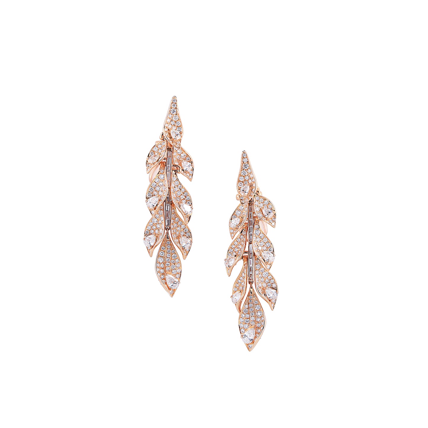 Radiant Rose Leaf Drop Earrings