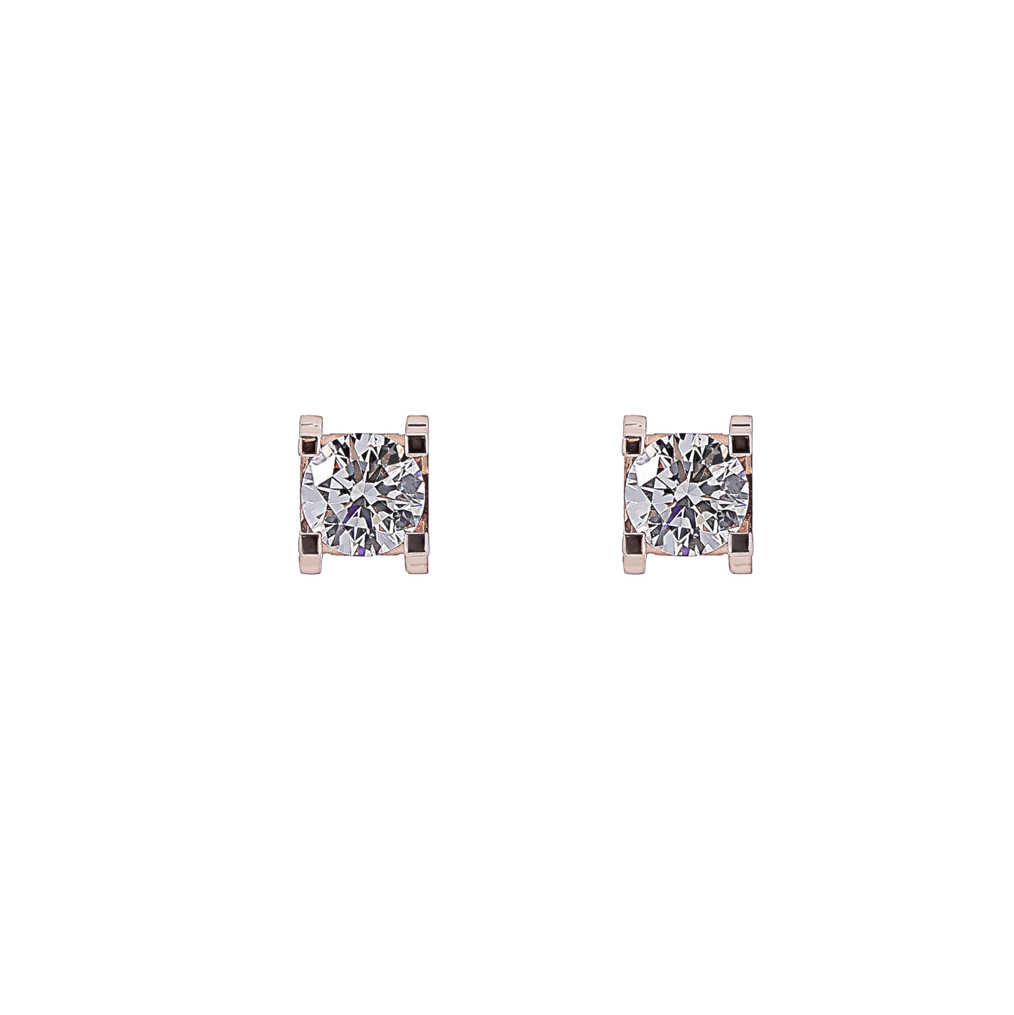 Radiant Round Stud Earrings in Rose Gold