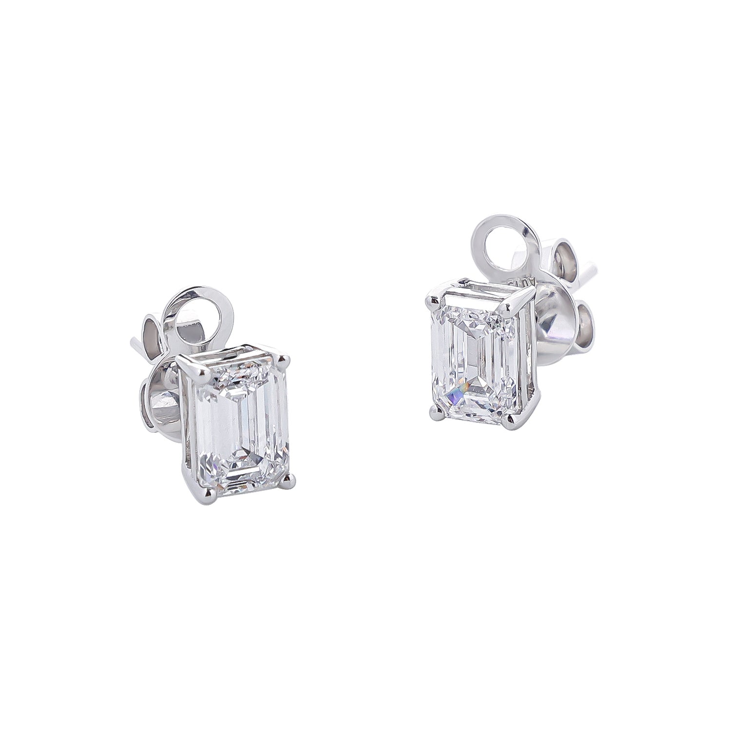 Emerald Cut Diamond Stud Earrings, Earrings