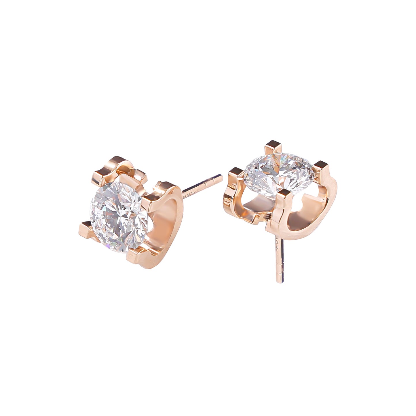 Radiant Round Stud Earrings in Rose Gold