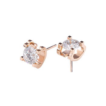 Radiant Round Stud Earrings in Rose Gold, Earrings