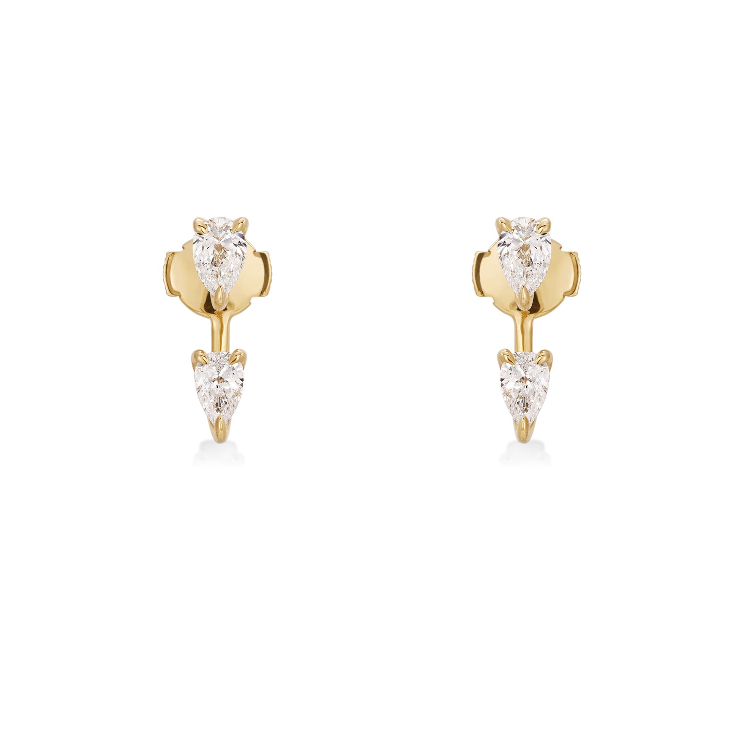 Double Pear Diamond Jacket Earrings in 14 Yellow Gold | Celeste | Elora
