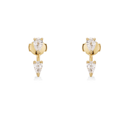 Double Pear Diamond Jacket Earrings in 14 Yellow Gold | Celeste | Elora