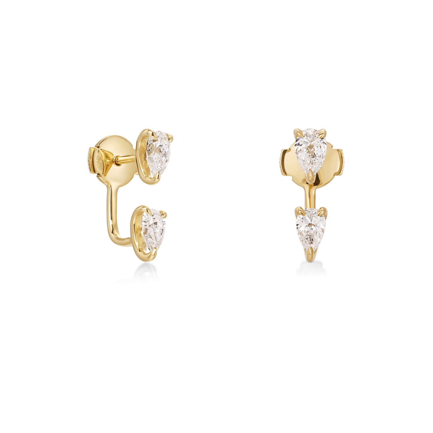 Double Pear Diamond Jacket Earrings in 14 Yellow Gold | Elora
