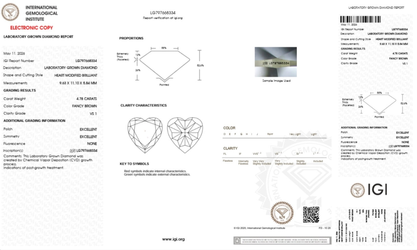Custom Order Deposit - Honey -4.78ct Heart Cut Lab Diamond Ring