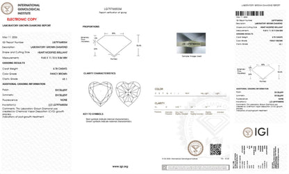 Custom Order Deposit - Honey -4.78ct Heart Cut Lab Diamond Ring