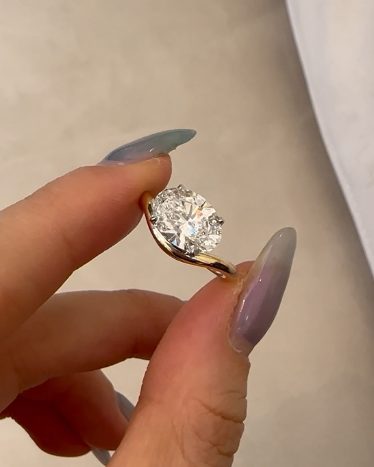 East West Oval cut Diamond Ring