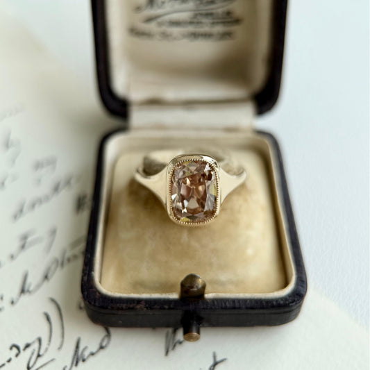 Eddy-Champagne Old Mine Cushion Lab Grown Diamond Ring