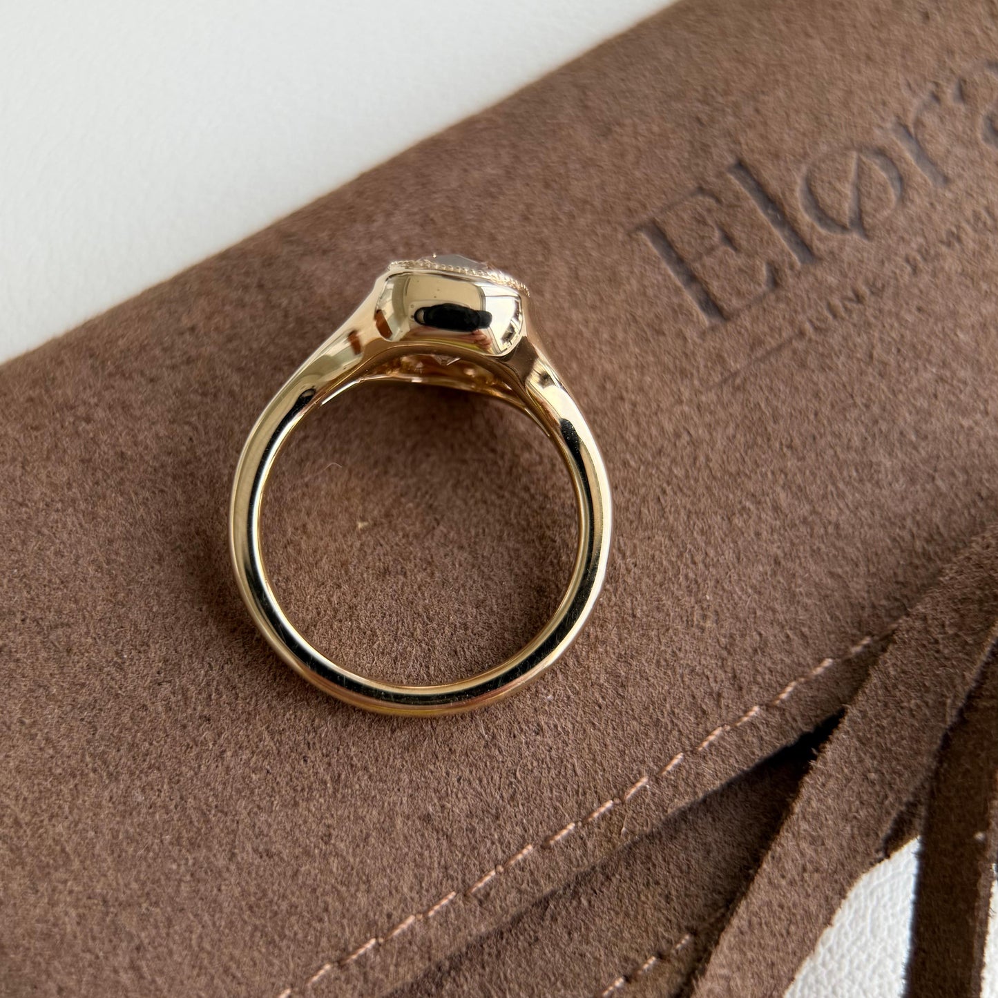 Eddy-Champagne Old Mine Cushion Lab Grown Diamond Ring