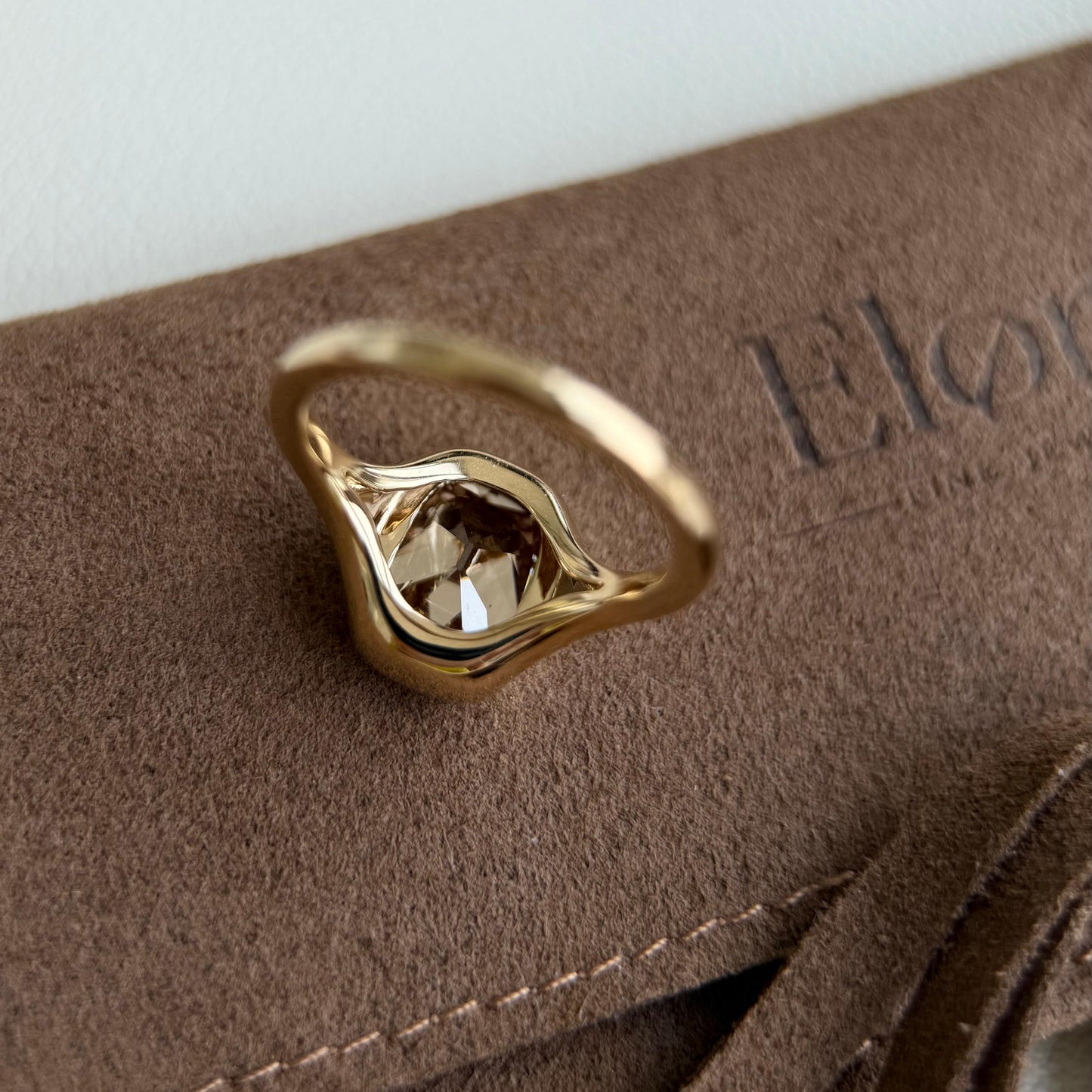 Eddy-Champagne Old Mine Cushion Lab Grown Diamond Ring