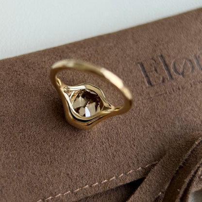 Eddy-Champagne Old Mine Cushion Lab Grown Diamond Ring