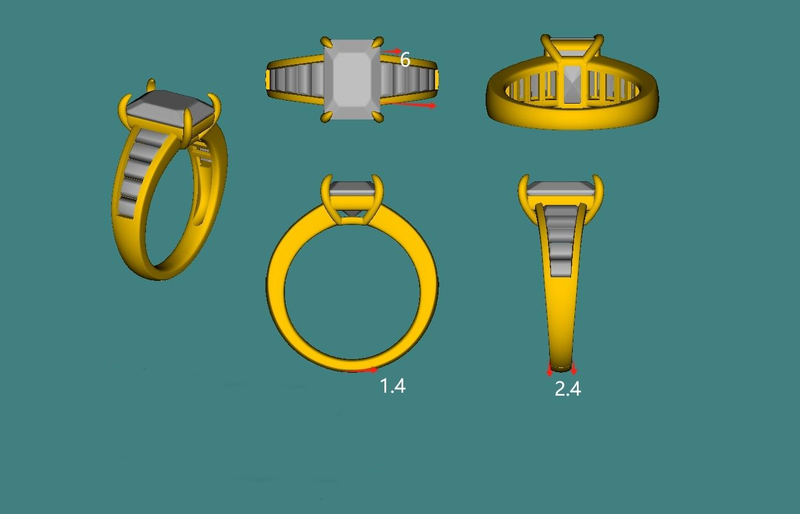 Emerald cut Diamond Ring