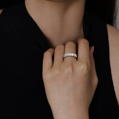 Emerald Cut Lab-Grown Diamond Half Eternity Band in Platinum | Eden | Elora