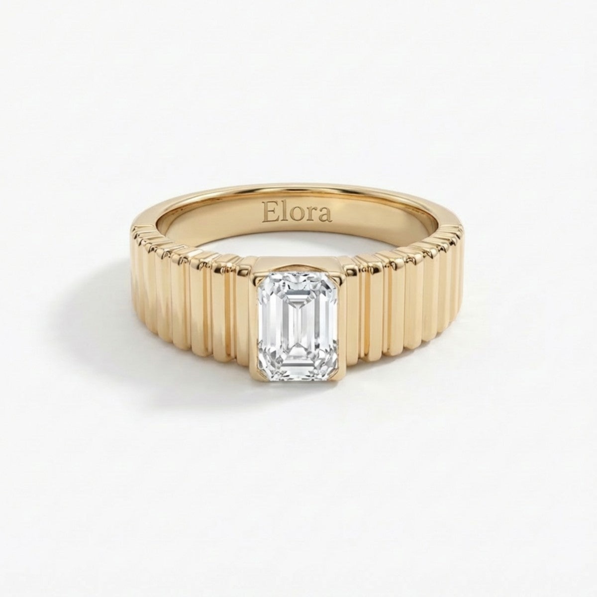 Ribbon Emerald Cut Lab Grown Diamond Men’s Wedding Band