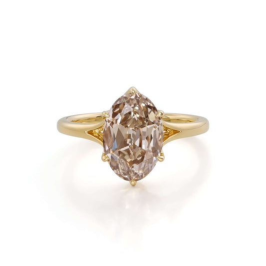 Custom Order Final Payment - Oval Cut Lab Champagne Diamond Ring in yellow gold setting with 3.23ct champagne diamond.