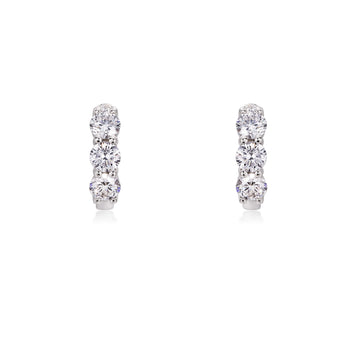 Face View of Round Diamond Huggie Hoop Earrings Platinum | Elora