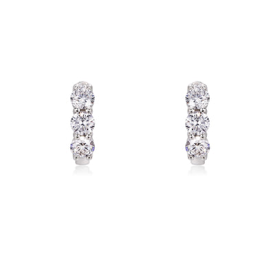 Face View of Round Diamond Huggie Hoop Earrings Platinum | Elora