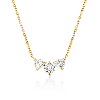Face view 0.63ct Three Stone Round cut Diamond Necklace in 14k/18k Yellow Gold | Isla | Elora