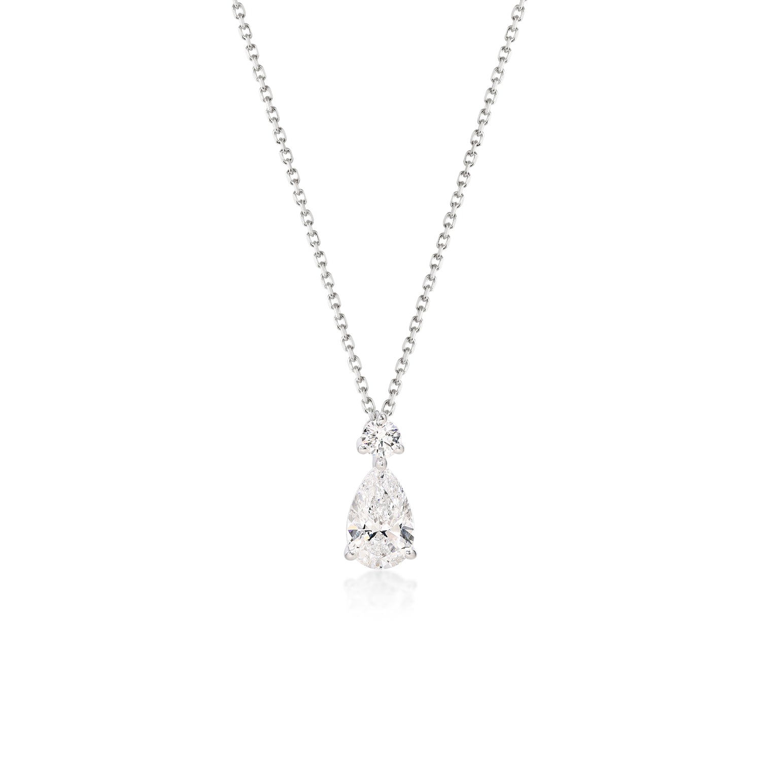 Face view 0.77ct Pear Cut Diamond Pendant Necklace in Platinum | Scarlett | Elora