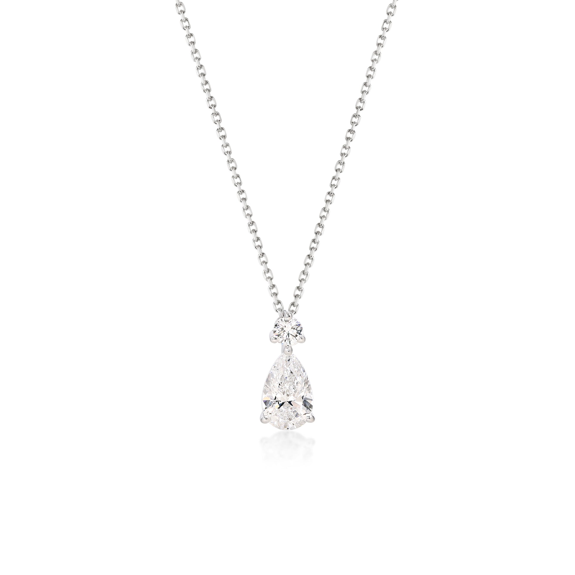 Face view 0.77ct Pear Cut Diamond Pendant Necklace in Platinum | Scarlett | Elora