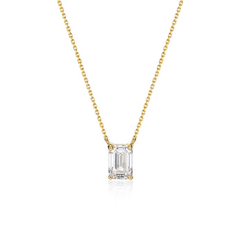Face view 1.07ct Solo Emerald Cut Diamond Necklace in 14k/18k Yellow Gold | Elise | Elora