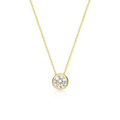 Face view 1.0ct Bezel Round Diamond Necklace in 14k/18k Yellow Gold | Asher | Elora