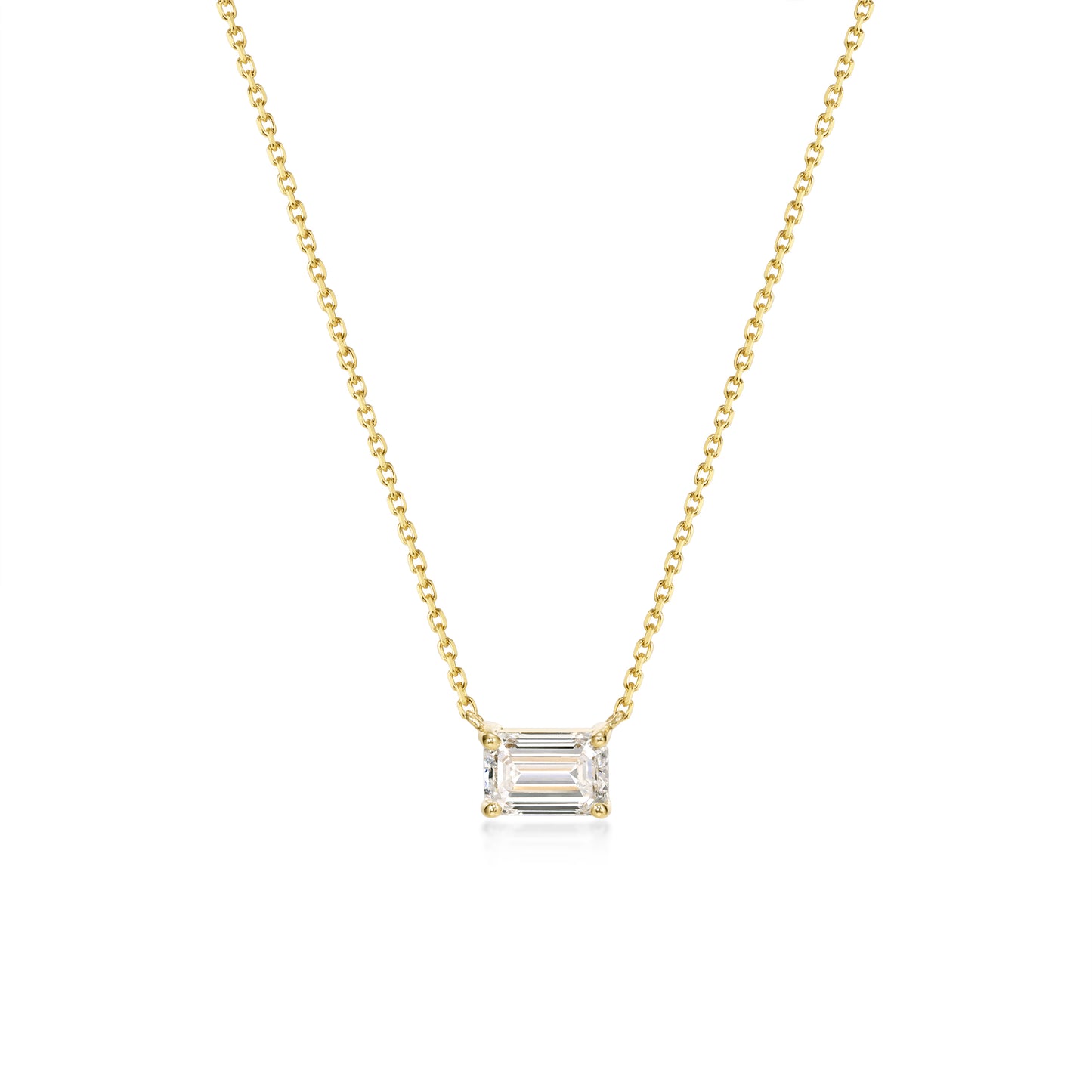 Face view 1.0ct East West Emerald Cut Diamond Necklace in 14k/18k Yellow Gold | Stella | Elora