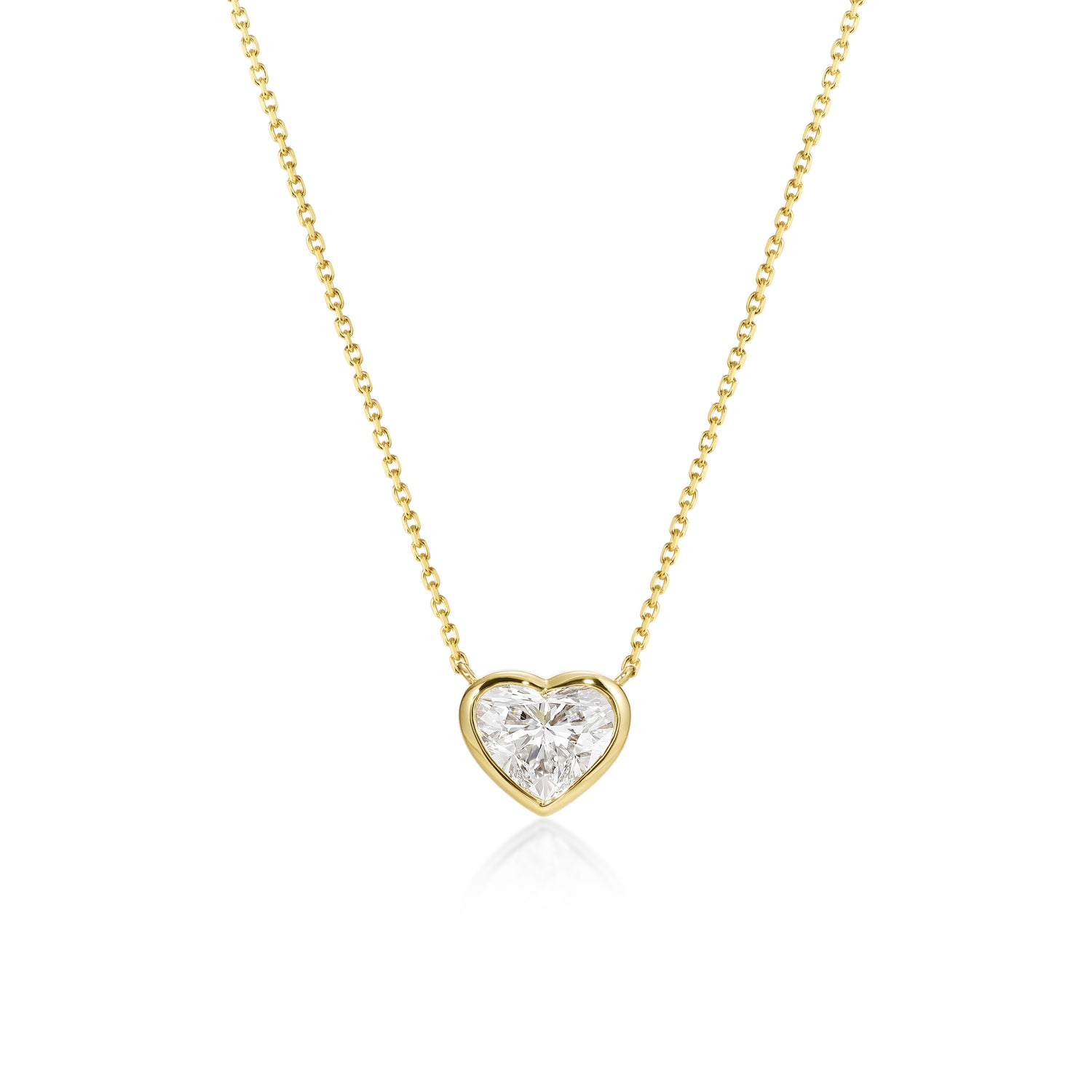 Face view 1.0ct Heart Bezel Diamond Necklace in 14k/18k Yellow Gold | Amora | Elora